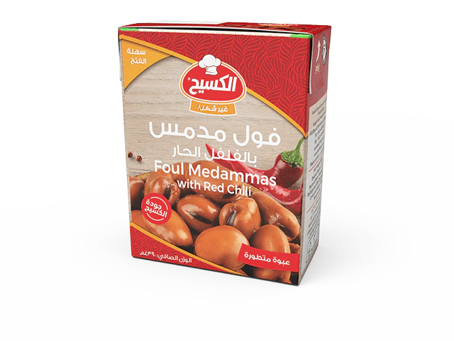 Al Kasih Foul Medammas with Red Chili Box 24 x 390g |الكسيح فول مدمس بالفلفل الحار