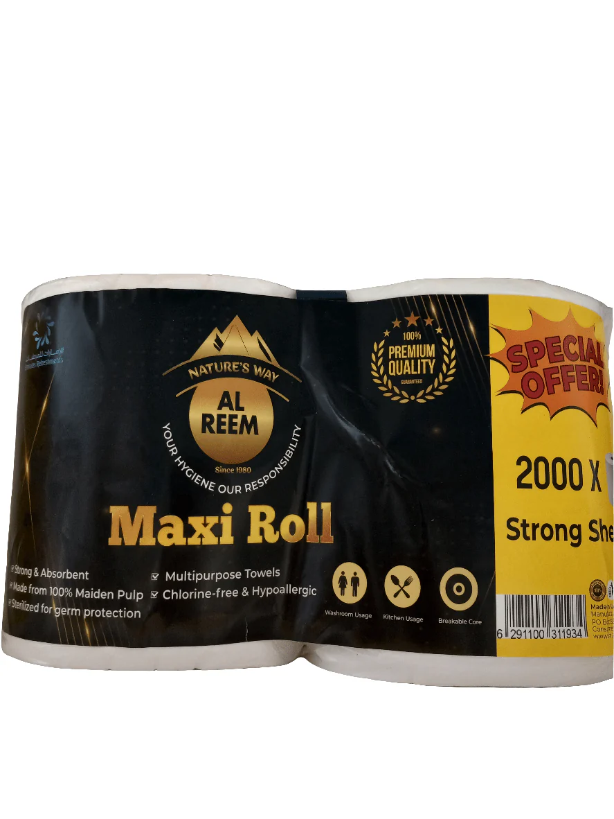 Al Reem Maxi Roll Towels 2000 Sheets | الريم مناديل ورقية ماكسي رول