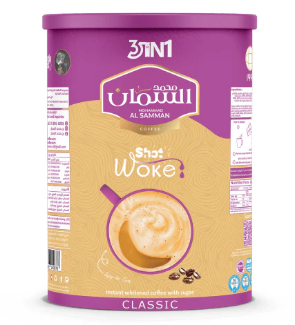Al Samman Woke Shot 3in1 Instant Coffee Classic 640g|السمان قهوة مبيضة ومحلاة سريعة الذوبان