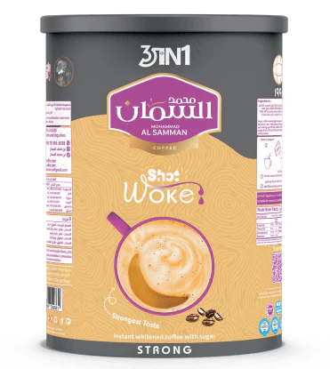 Al Samman Woke Shot 3in1 Instant Coffee Strong 640g|السمان قهوة مبيضة ومحلاة سريعة الذوبان بطعم اقوى