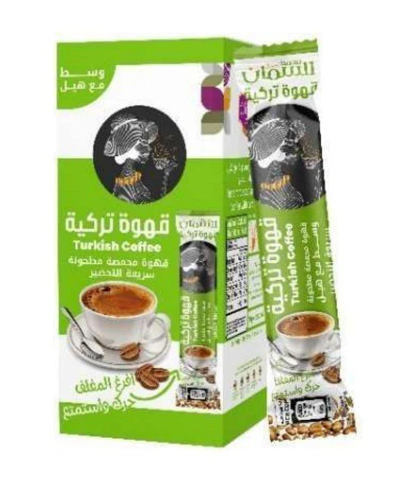 Al Samman Instant Turkish Coffee with Cardamom Box 10x7g | السمان قهوة تركية سريعة التحضير مع هيل