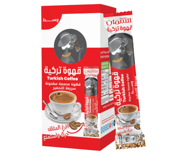 Al Samman Instant Turkish Coffee without Cardamom Box 7gx10pcs | قهوة تركية سريعة التحضير اصابع  بدون هيل