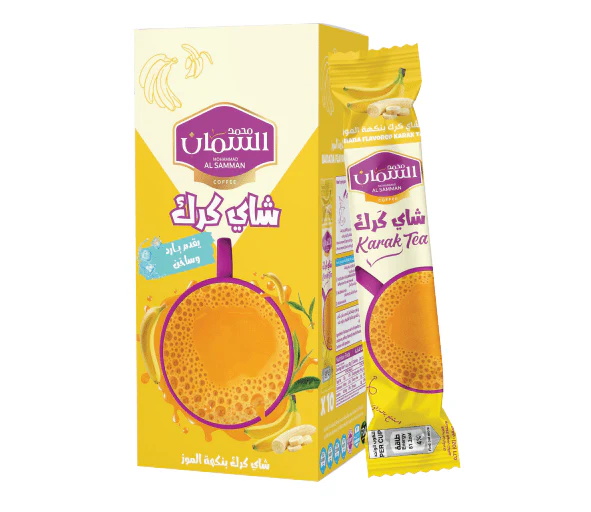 Al Samman Karak Tea Banana Flavour  Box of 10pcs x 20g | السمان   شاي كرك أصابع ( بنكهة الموز )