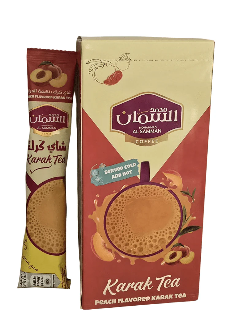 Al Samman Karak Tea Peach Flavour 20g |  السمان شاي كرك أصابع  ( بنكهة الدراق ) - Image 2