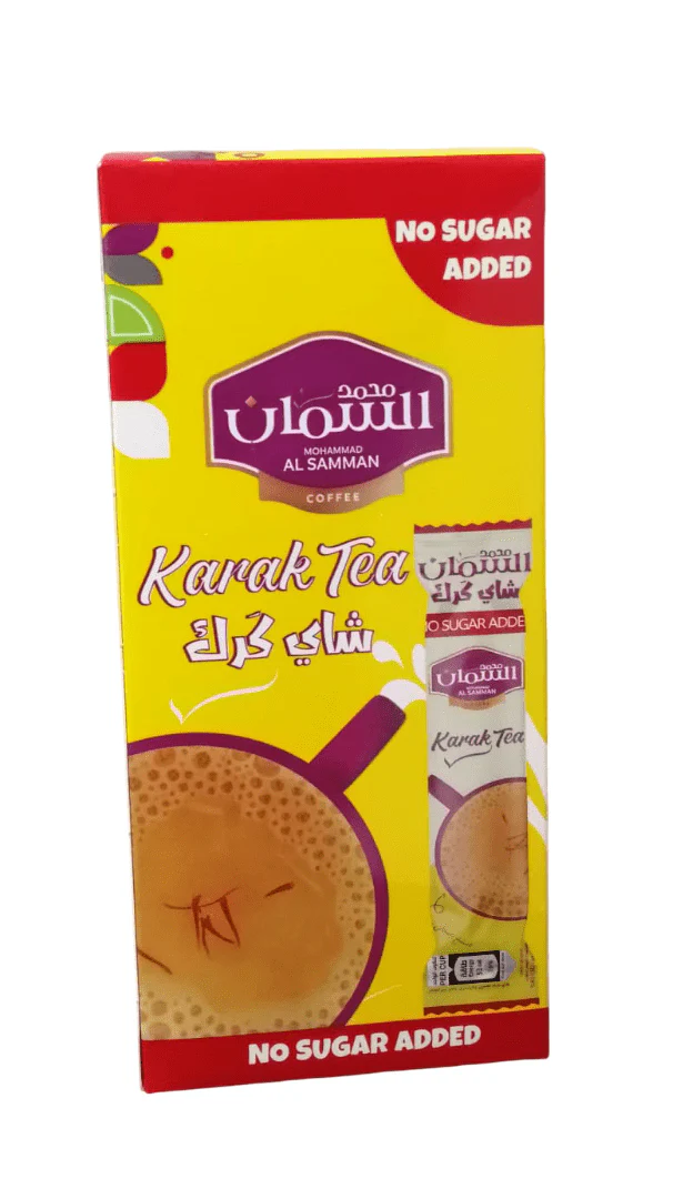 Al Samman Karak Tea Sticks Sugar-Free Cardamom & Saffron Box 10x13g | شاي كرك أصابع بدون سكر بالهيل والزعفران