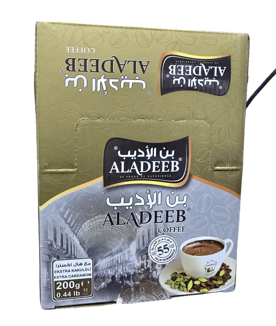 Aladeeb Coffee with Extra Cardamom Box of 10 x 200g | الاديب قهوة مع هال اكسترا