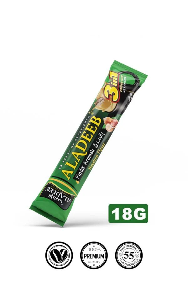 Aladeeb Hazelnut 3 in 1 Coffee Mix CTN 12 x 24pcs x 18g | الاديب 3 في 1 بالبندق - Image 3