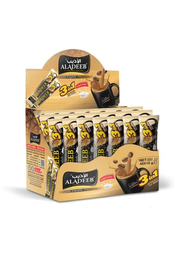 Aladeeb 3 in 1 Milky Foamy Coffee Mix 18g | الاديب 3 في 1 بالحليب - Image 2