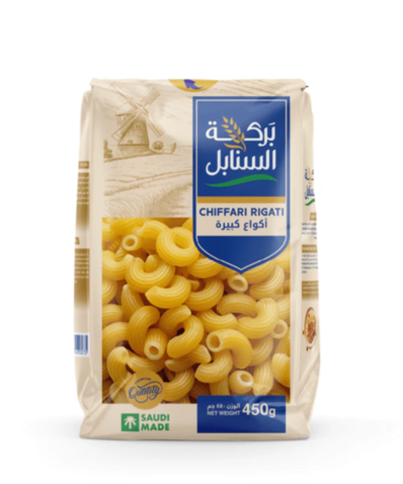 Baraka Al-Sanabel Chiffari Rigati Pasta 450g | بركة السنابل معكرونة اكواع كبيرة
