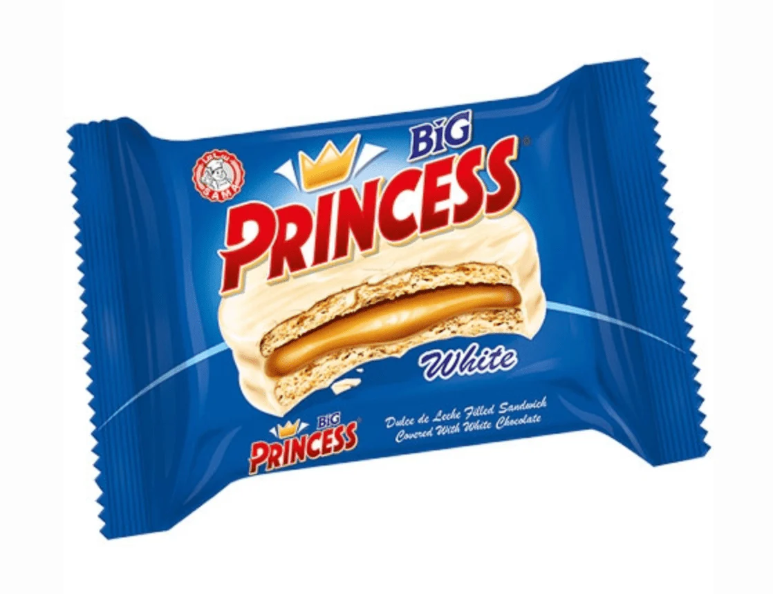 Princess Big  Biscuits Filled White Chocolate 40g | برنسيس بسكويت مغطى بالشكولا البيضاء