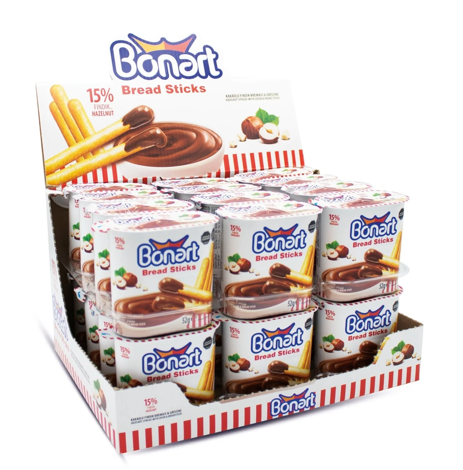 Bonart Breadsticks With Hazelnut Cream 24 X 52g |  بونارت أصابع خبز  مع كريمة البندق
