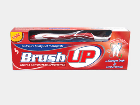 Brush Up Toothpaste with Toothbrush Pack 180g | معجون أسنان احمر بالنعنع