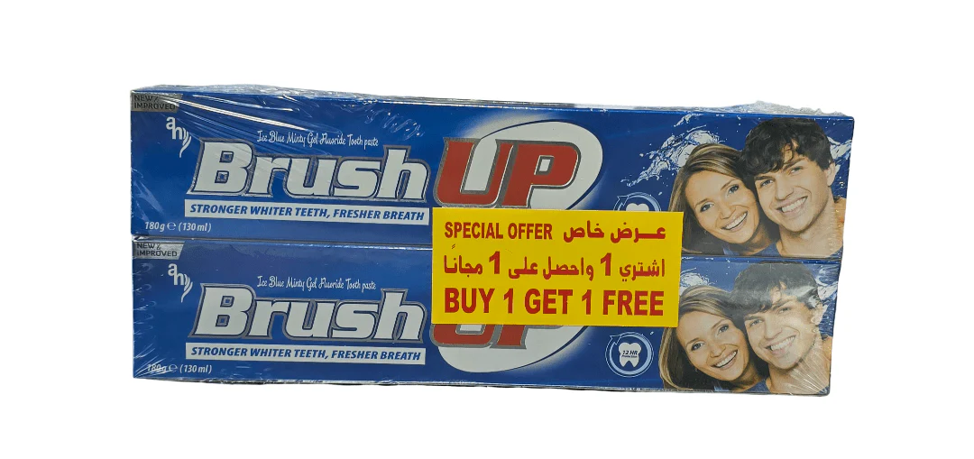 Brush up Whitening Toothpaste Blue Minty Gel 2x180g offer Pack