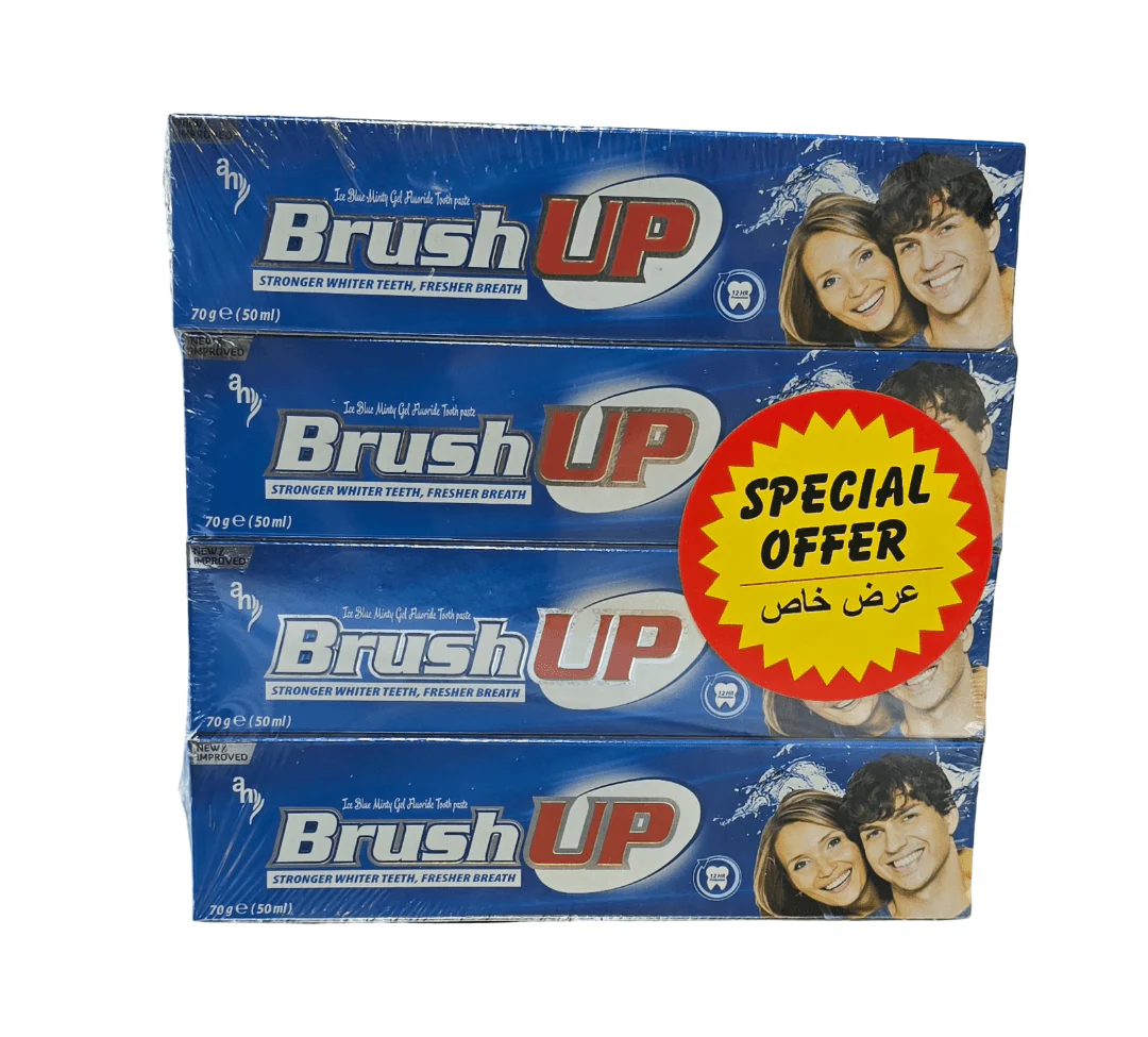 Brush up Whitening Toothpaste Blue Minty Gel 4x70g offer Pack