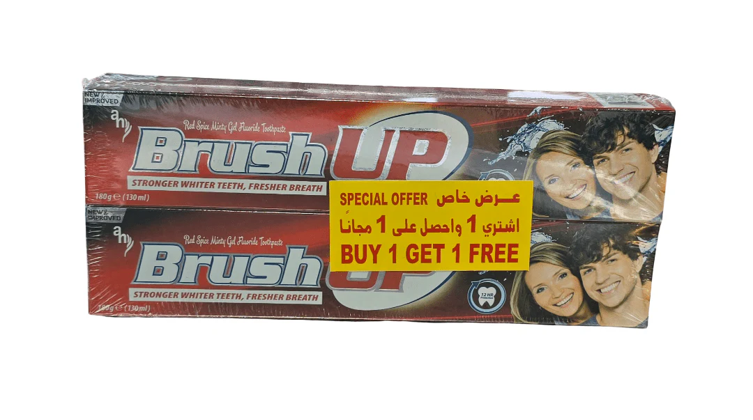 Brush Up Whitening Toothpaste Red Spice Minty Gel 2x180g offer Pack