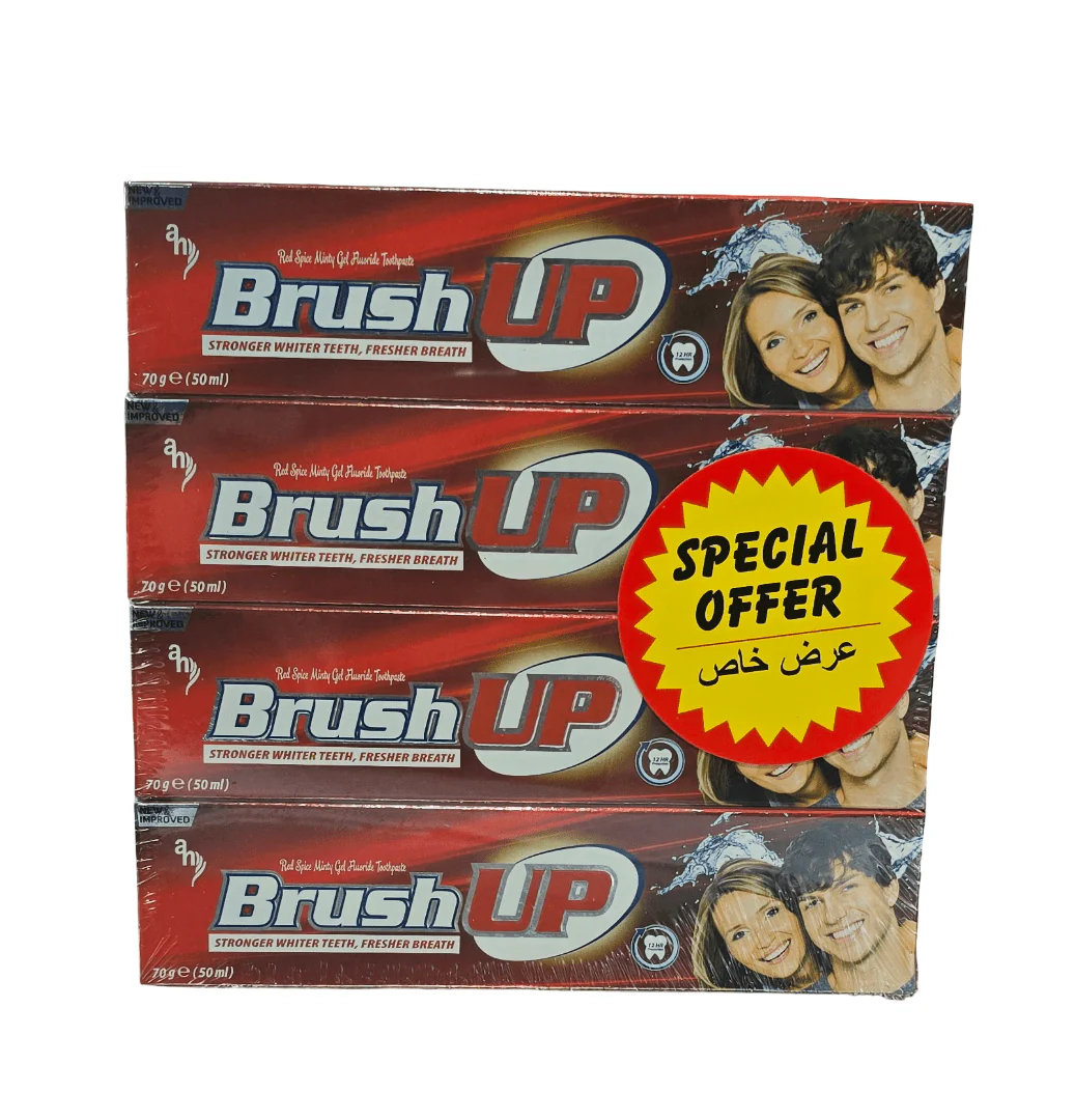 Brush Up Whitening Toothpaste Red Spice Minty Gel 4x70g offer Pack