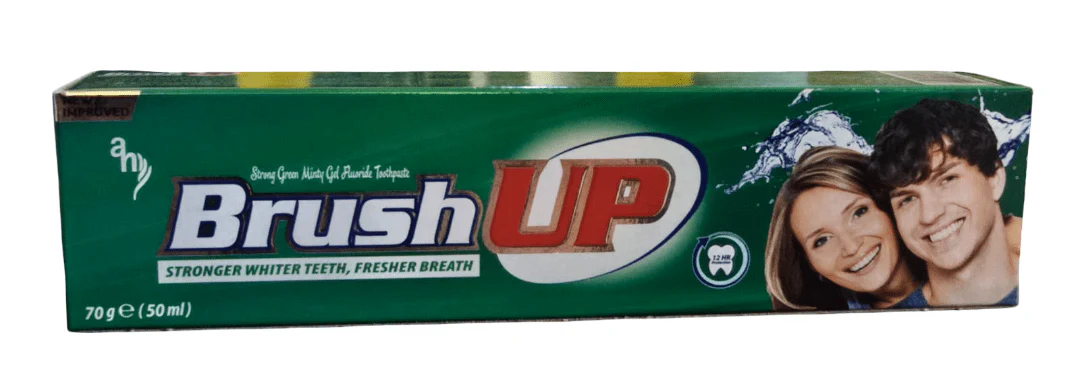 Brush Up Whitening Toothpaste Strong Green Minty Gel 70g|برش أب مبيض قوي للأسنان ومعطر للتنفس جل اخضر