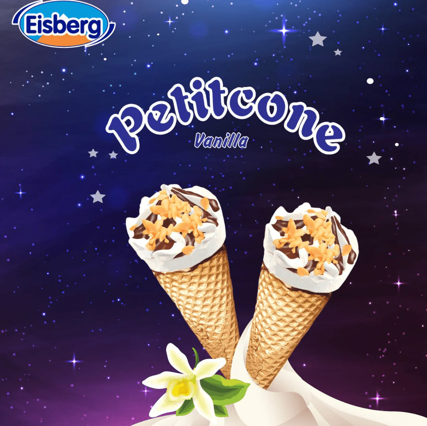 Eisberg Ice Cream Petitcone Vanilla 80g | ايسبيرج ايسكريم قمع بالفانيلا - Image 2