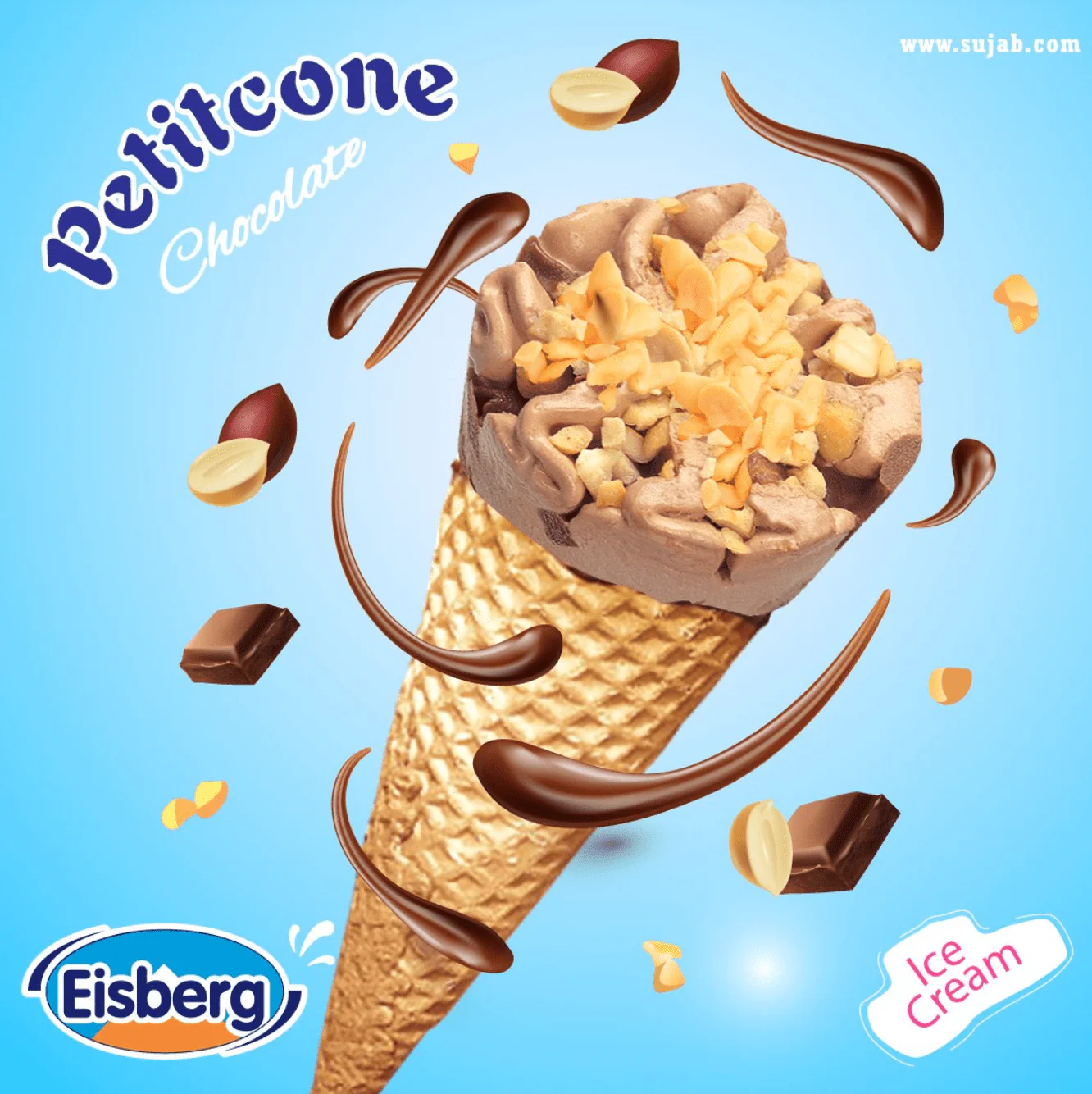 Eisberg Ice Cream Petitcone Chocolate 80g | ايسبيرج ايسكريم مخروط بالشوكولاتة - Image 2