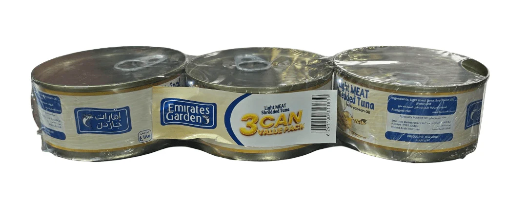 Emirates Garden Light Meat Shredded Tuna Pack 3x185g | حدائق الإمارات تونة خفيفة