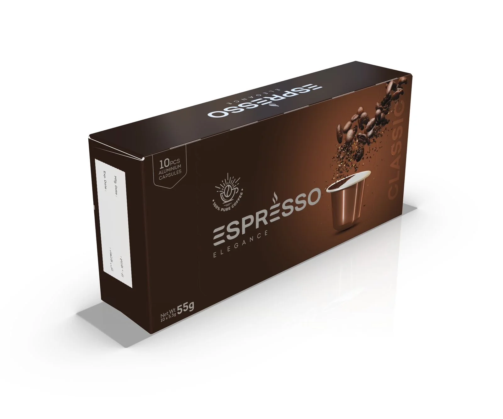 Espresso Elegance Coffee Capsules Classic Medium Roast 10 x 5.5g (Exp:30/06/2026)| كبسولات اسبرسو قهوة وسط