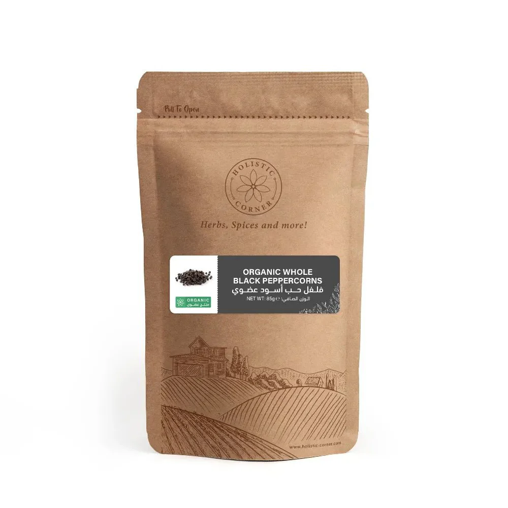 Holistic Corner Organic Whole Black Peppercorn 85g | فلفل اسود حب عضوي