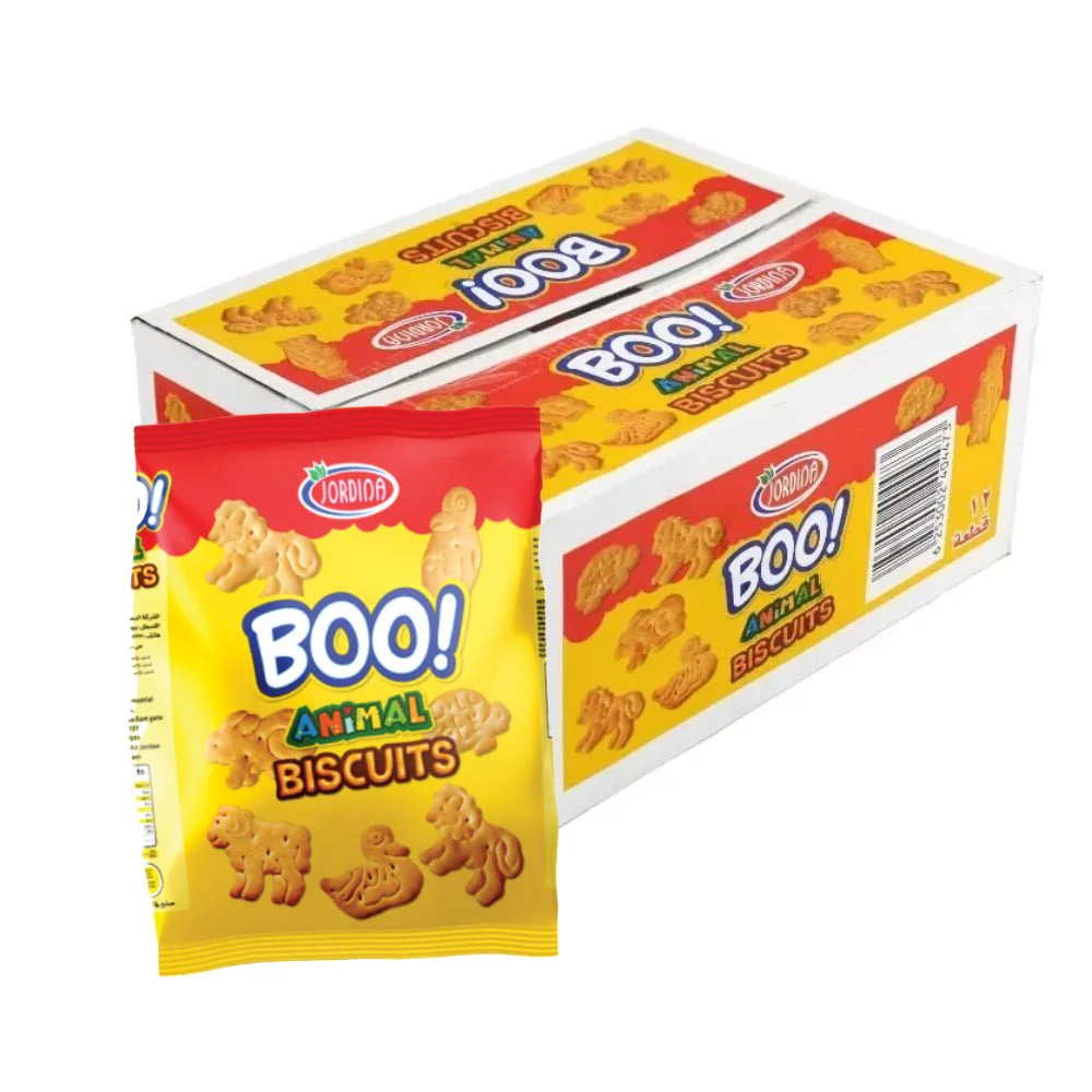 Jordina Boo Animal Biscuits Box 12 x 40g | جوردينا بسكويت أشكال الحيوانات
