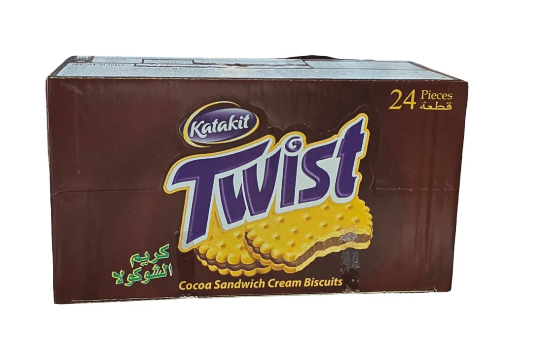 Katakit Twist Sandwich Biscuits with Cocoa Cream Box 24 x 27g | تويست بسكويت ساندويش بالشوكولا