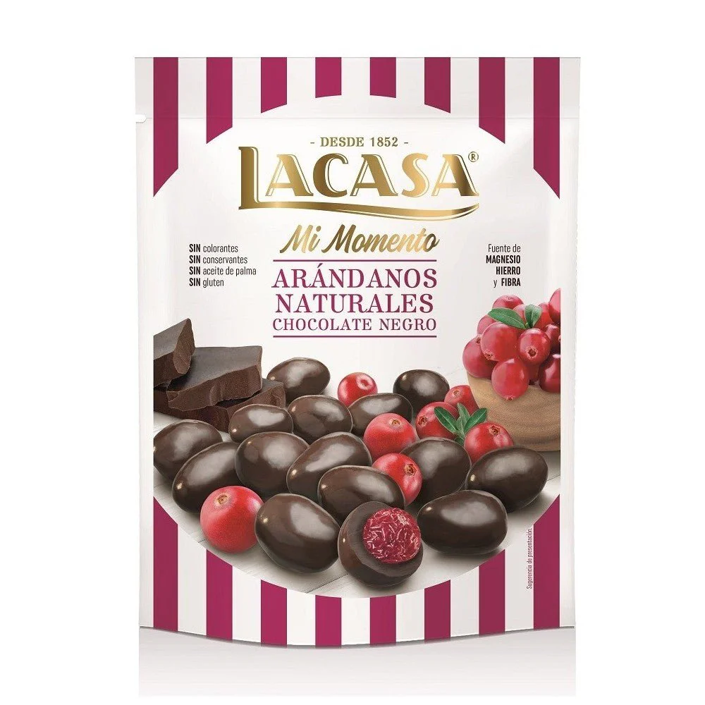 Lacasa Dark Chocolate Cranberries 125g | لاكازا شوكولاتة غامقة بالتوت البري