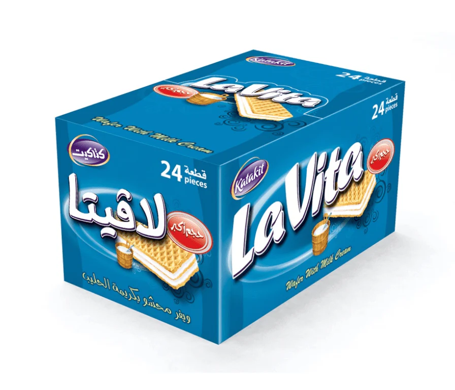 Katakit Lavita Milk Cream Wafer Box 24 x 22g | لافيتا ويفر الحليب