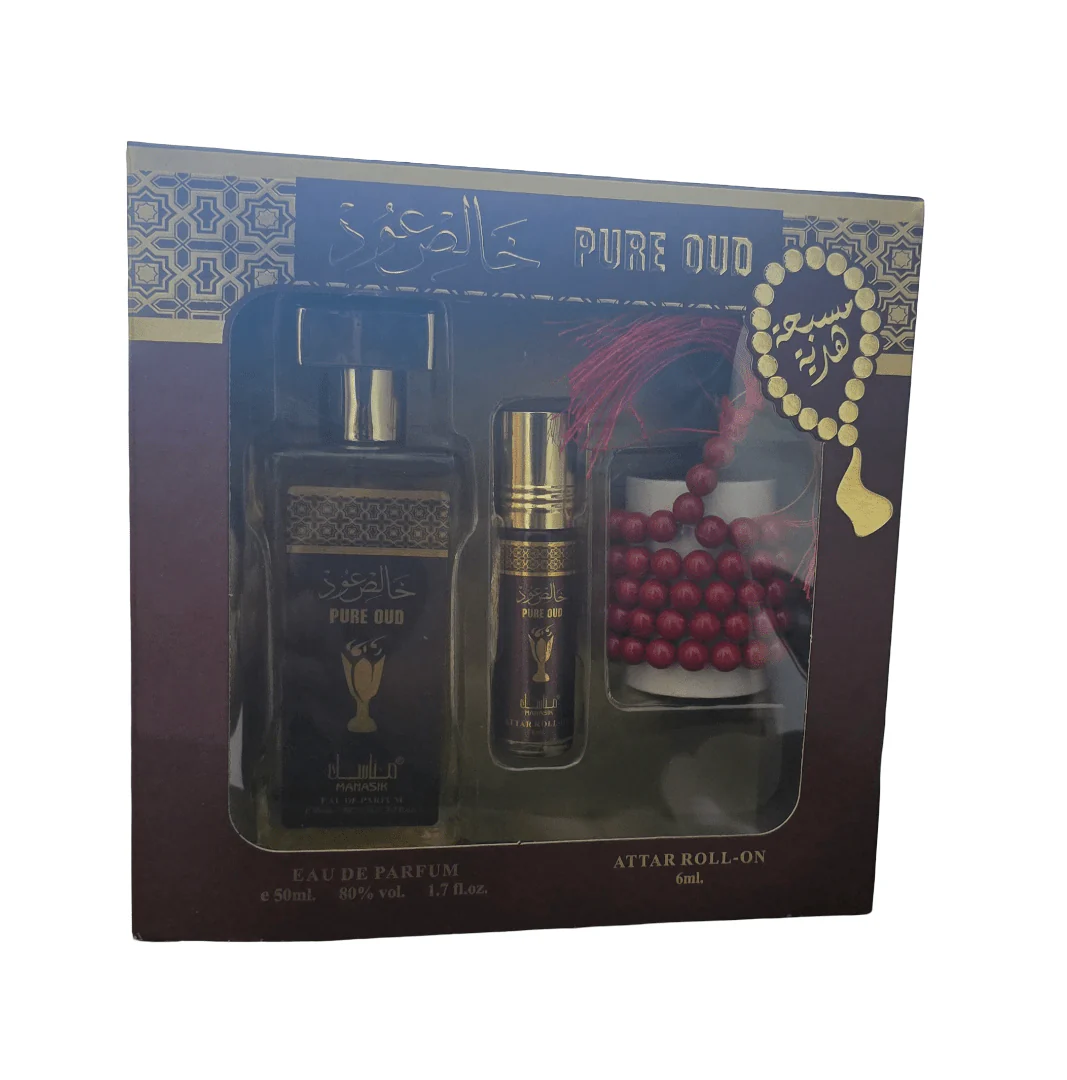 Manasik Pure oud Perfume Gift Set (Attar Roll on 6ml+Eau De Parfum 50ml)