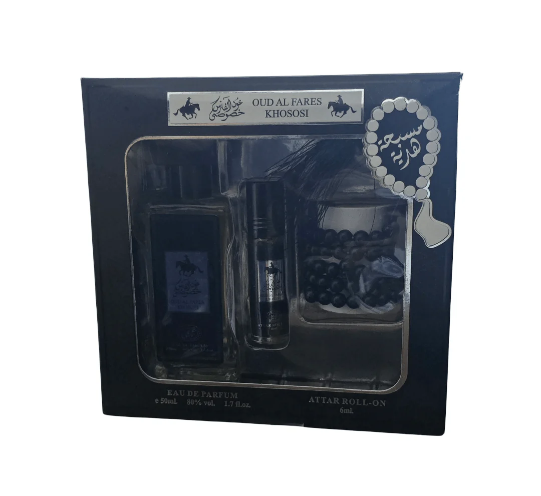 Oud Al Fares Khososi Perfume Gift Set (Attar Roll on 6ml+Eau De Parfum 50ml)