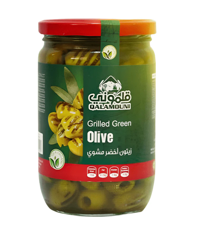 Qalamouni Grilled Green Olives 660g | قلموني زيتون مشوي