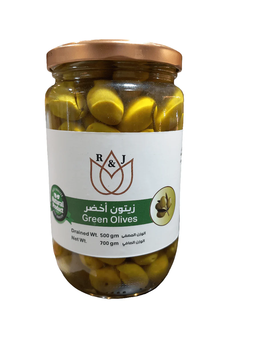 R&J Gourmet Green Olives 700g | آر آند جي زيتون اخضر
