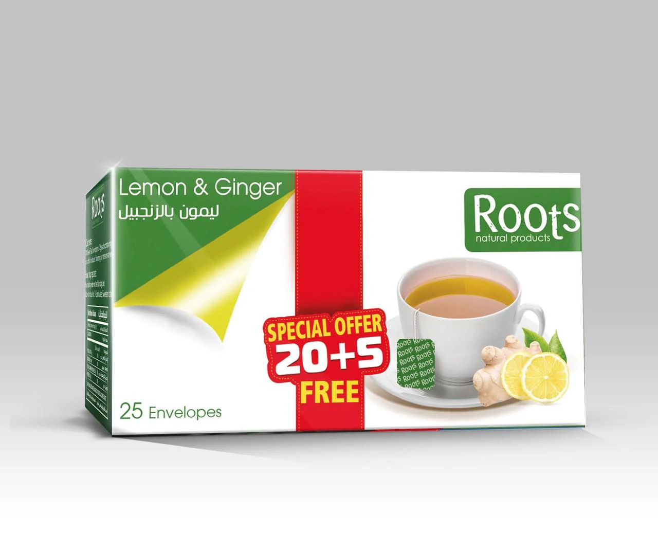 Roots Lemon & Ginger Tea 25 bags | روتس شاي ليمون وزنجبيل