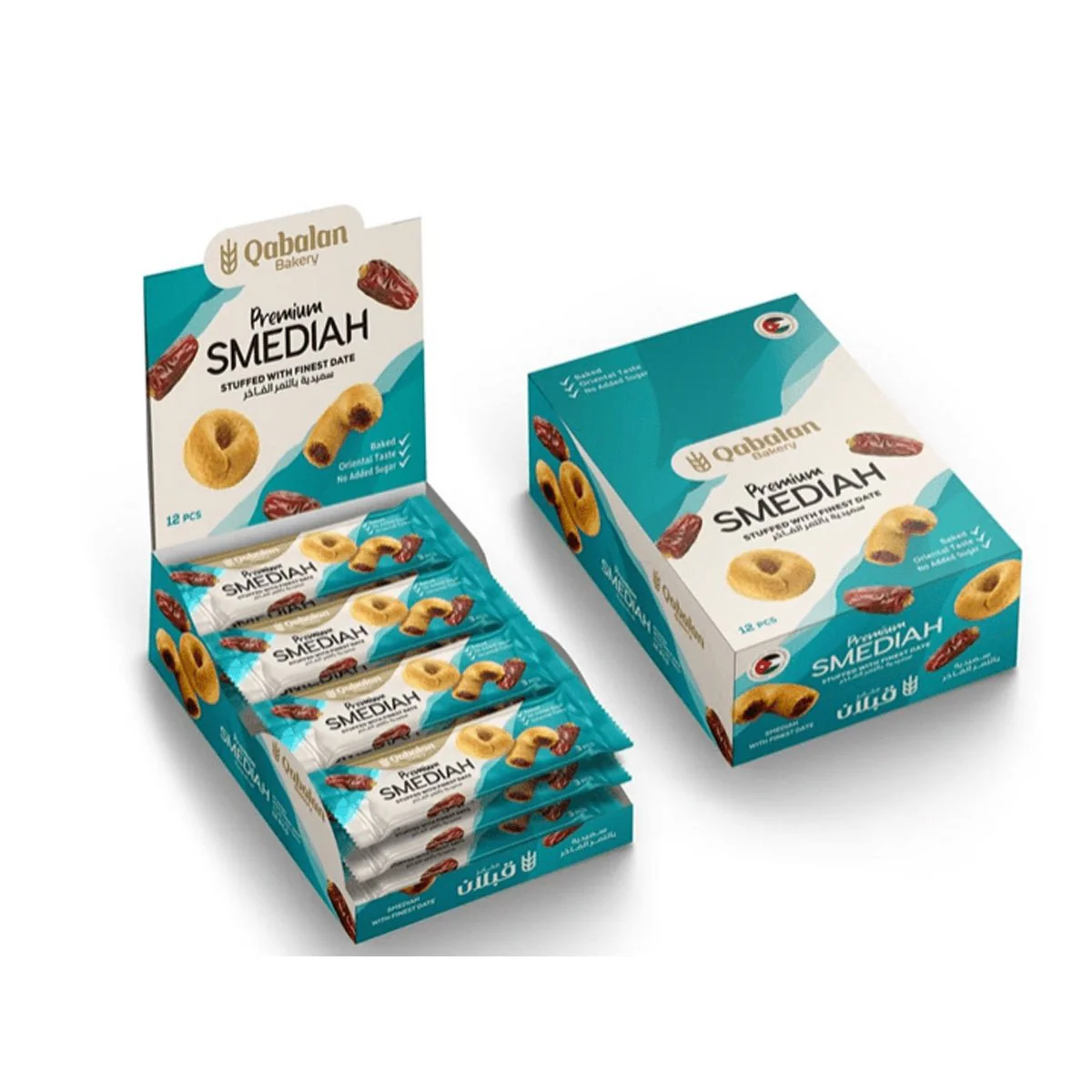 Qabalan Smediah Dates 12 Pcs x 40g  | قبلان سميدية بالتمر الفاخر بدون سكر