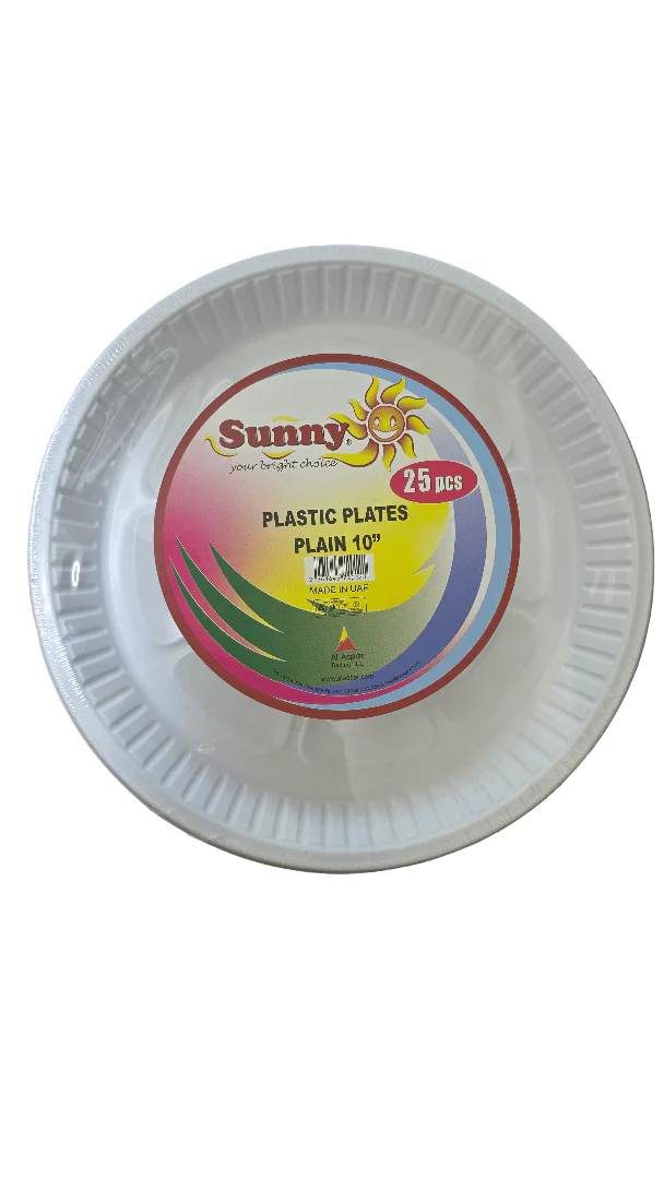 Sunny Plastic Plates Plain White 25 pcs | صحون بلاستيكية