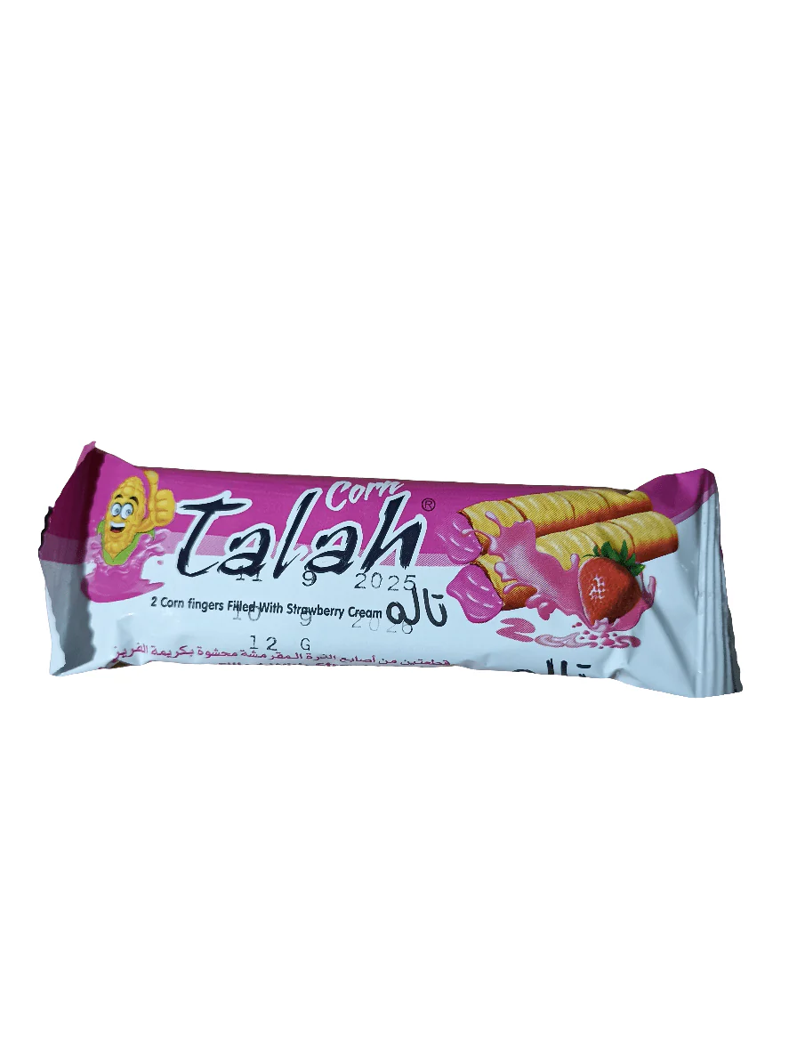 Talah Corn Fingers Strawberry Cream 12g | تالة اصابع الذرة بكريمة الفراولة