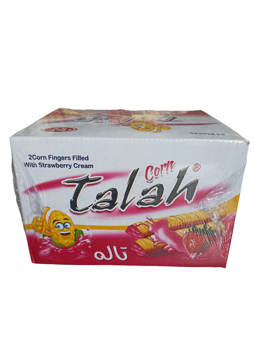 Talah Corn Fingers Strawberry Cream Box 24 x 12g | تالة اصابع الذرة بكريمة الفراولة