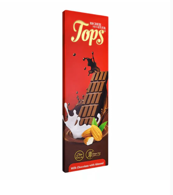 Tops Chocolate Bar Milk with Almonds Sugar-Free 50g  (Exp:29/07/2026)