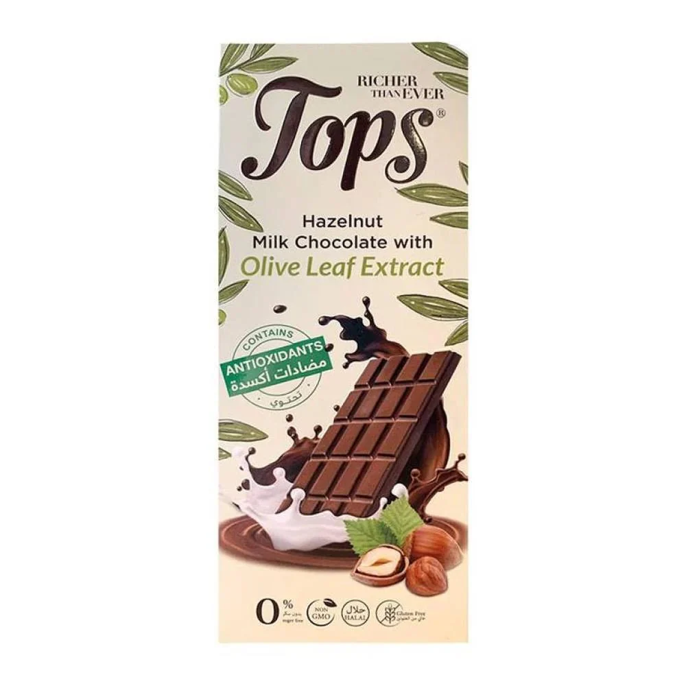Tops Chocolate Bar Milk with Hazelnut Sugar-Free with Antioxidant 50g (Exp:10/05/2026)