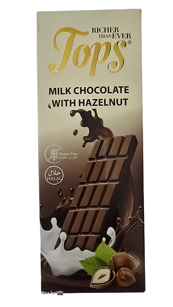 Tops Milk Chocolate Bar with Hazelnut 100g