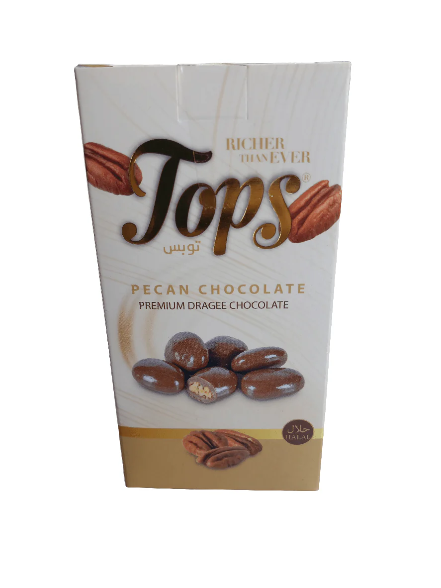 Tops Dragee Pecan Milk Chocolate 125g | توبس دراجيه البيكان بالشوكولاتة
