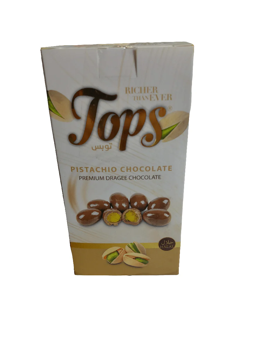 Tops Dragee Pecan Pistachio Chocolate 125g | توبس دراجيه البيكان بالشوكولاتة والفستق