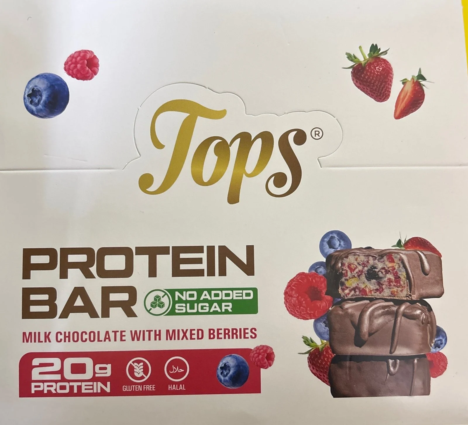 Tops Protein Bar Milk Chocolate with Mixed Berries 12x60g