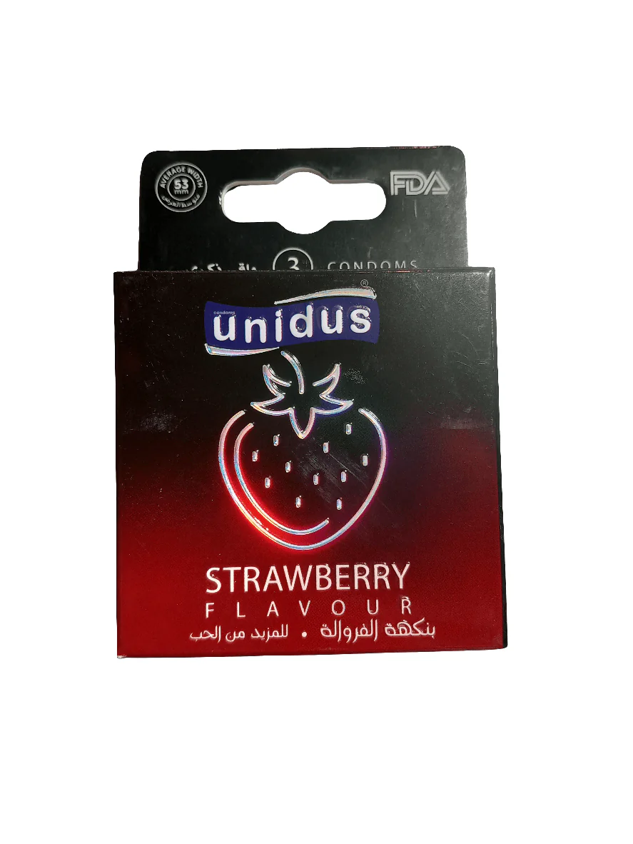 Unidus Condom Strawberry Pack of 3 | يونيدوس واقي ذكري بنكهة الفراولة
